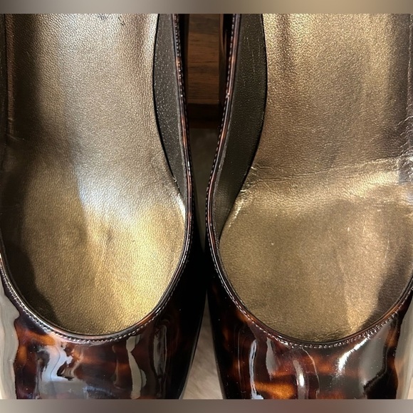 Stuart Weitzman Tortoise Shell Platswoon Patent Leather Platform Heels Size 9.5 - Picture 9 of 15